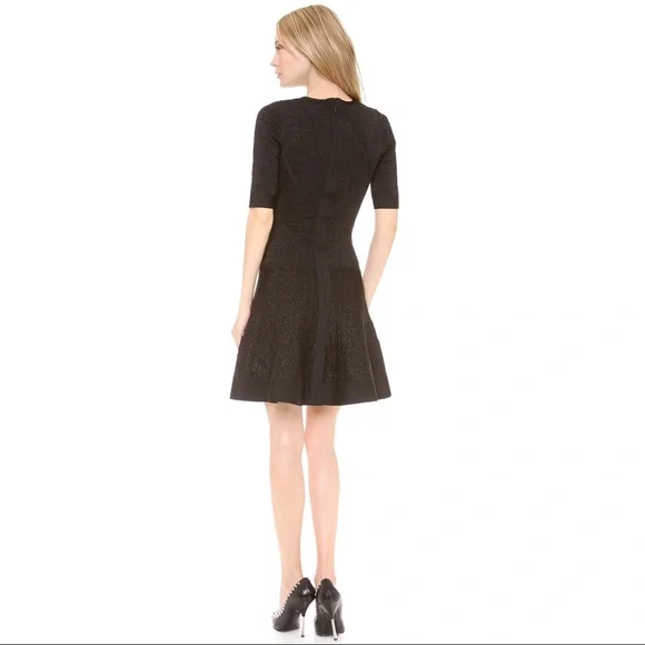 HERVE LEGER Black Fit and Flare Mini Dress - Picture 3 of 7